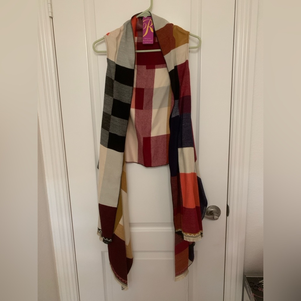 Vintage Rampage True Luxe Plaid Vest Wrap One Size Shawl Scarf NWT